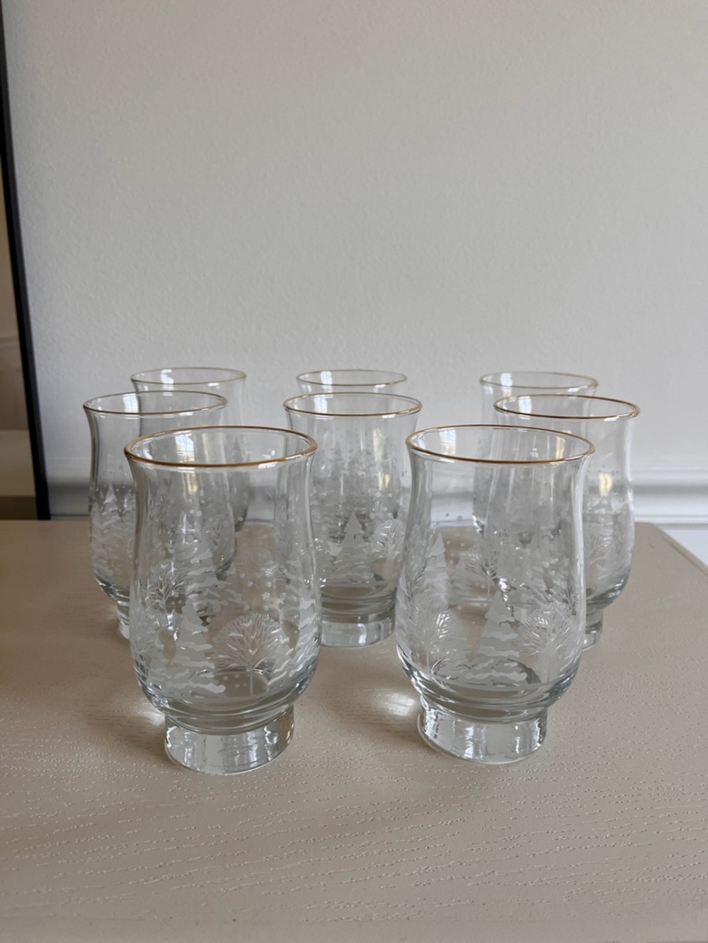 Vintage 90s Arby’s Libbey Winter Wonderland Glasses Set of 6 Gold Rim